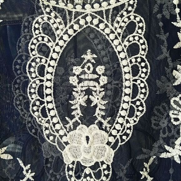 You Are Not Alone blue white  sheer top Sz. S - Picture 2 of 5